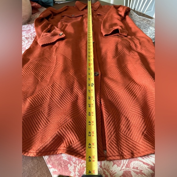 NWT Orange Textured Button-Up Shacket SZ XL; Tonal Geometric Pattern - Picture 10 of 11